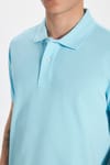 Erkek Slim Fit Dar Kesim Premium Seri %100 Pamuk Yumuşak Dokulu Merserize Mavi Polo Yaka Tişört 