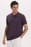 Erkek Slim Fit Dar Kesim Premium Seri %100 Pamuk Yumuşak Dokulu Merserize Mor Polo Yaka Tişört 