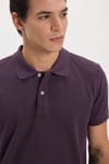 Erkek Slim Fit Dar Kesim Premium Seri %100 Pamuk Yumuşak Dokulu Merserize Mor Polo Yaka Tişört 