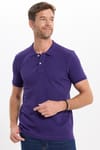 Erkek Slim Fit Dar Kesim Premium Seri %100 Pamuk Yumuşak Dokulu Merserize Mor Polo Yaka Tişört 