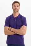 Erkek Slim Fit Dar Kesim Premium Seri %100 Pamuk Yumuşak Dokulu Merserize Mor Polo Yaka Tişört 