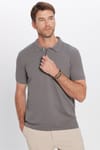 Erkek Slim Fit Dar Kesim Premium Seri %100 Pamuk Yumuşak Dokulu Merserize Gri Polo Yaka Tişört 