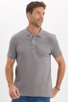 Erkek Slim Fit Dar Kesim Premium Seri %100 Pamuk Yumuşak Dokulu Merserize Gri Polo Yaka Tişört 