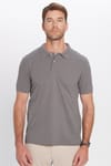 Erkek Slim Fit Dar Kesim Premium Seri %100 Pamuk Yumuşak Dokulu Merserize Gri Polo Yaka Tişört 