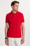 Erkek Slim Fit Dar Kesim Premium Seri %100 Pamuk Yumuşak Dokulu Merserize Kırmızı Polo Yaka Tişört 