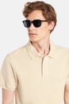 Erkek Slim Fit Dar Kesim Premium Seri %100 Pamuk Yumuşak Dokulu Merserize Bej Polo Yaka Tişört 