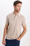 Erkek Slim Fit Dar Kesim Premium Seri %100 Pamuk Yumuşak Dokulu Merserize Bej Polo Yaka Tişört 