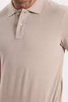Erkek Slim Fit Dar Kesim Premium Seri %100 Pamuk Yumuşak Dokulu Merserize Bej Polo Yaka Tişört 