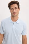 Erkek Slim Fit Dar Kesim Premium Seri %100 Pamuk Yumuşak Dokulu Merserize Açık Mavi Polo Yaka Tişört 