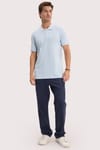 Erkek Slim Fit Dar Kesim Premium Seri %100 Pamuk Yumuşak Dokulu Merserize Açık Mavi Polo Yaka Tişört 