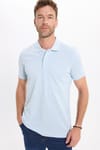 Erkek Slim Fit Dar Kesim Premium Seri %100 Pamuk Yumuşak Dokulu Merserize Açık Mavi Polo Yaka Tişört 