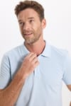 Erkek Slim Fit Dar Kesim Premium Seri %100 Pamuk Yumuşak Dokulu Merserize Açık Mavi Polo Yaka Tişört 