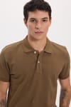 Erkek Slim Fit Dar Kesim Premium Seri %100 Pamuk Yumuşak Dokulu Merserize Kahverengi Polo Yaka Tişört 