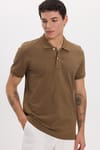 Erkek Slim Fit Dar Kesim Premium Seri %100 Pamuk Yumuşak Dokulu Merserize Kahverengi Polo Yaka Tişört 