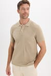 Erkek Slim Fit Dar Kesim Premium Seri %100 Pamuk Yumuşak Dokulu Merserize Bej Polo Yaka Tişört 