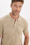 Erkek Slim Fit Dar Kesim Premium Seri %100 Pamuk Yumuşak Dokulu Merserize Bej Polo Yaka Tişört 