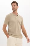 Erkek Slim Fit Dar Kesim Premium Seri %100 Pamuk Yumuşak Dokulu Merserize Bej Polo Yaka Tişört 