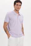 Erkek Slim Fit Dar Kesim Premium Seri %100 Pamuk Yumuşak Dokulu Merserize Lila Polo Yaka Tişört 