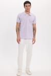 Erkek Slim Fit Dar Kesim Premium Seri %100 Pamuk Yumuşak Dokulu Merserize Lila Polo Yaka Tişört 