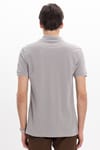 Erkek Slim Fit Dar Kesim %100 Pamuk Kısa Kollu Polo Yaka Gri Tişört
