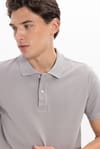 Erkek Slim Fit Dar Kesim %100 Pamuk Kısa Kollu Polo Yaka Gri Tişört