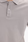 Erkek Slim Fit Dar Kesim %100 Pamuk Kısa Kollu Polo Yaka Gri Tişört