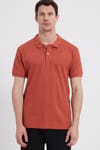 Erkek Slim Fit Dar Kesim %100 Pamuk Turuncu Polo Yaka Tişört