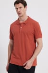 Erkek Slim Fit Dar Kesim %100 Pamuk Turuncu Polo Yaka Tişört