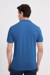 Erkek Slim Fit Dar Kesim %100 Pamuk Kısa Kollu Polo Yaka Mavi Tişört