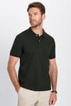 Erkek Slim Fit Dar Kesim %100 Pamuk Kısa Kollu Polo Yaka Haki Tişört