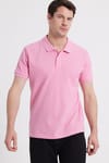 Erkek Slim Fit Dar Kesim %100 Pamuk Pembe Polo Yaka Tişört