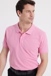Erkek Slim Fit Dar Kesim %100 Pamuk Pembe Polo Yaka Tişört