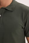 Erkek Slim Fit Dar Kesim %100 Pamuk Kısa Kollu Polo Yaka Yeşil Tişört