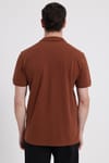 Erkek Slim Fit Dar Kesim %100 Pamuk Kahverengi Polo Yaka Tişört