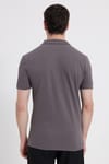 Erkek Slim Fit Dar Kesim %100 Pamuk Gri Polo Yaka Tişört