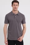 Erkek Slim Fit Dar Kesim %100 Pamuk Gri Polo Yaka Tişört