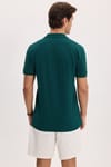 Erkek Slim Fit Dar Kesim %100 Pamuk Kısa Kollu Polo Yaka Yeşil Tişört