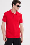 Erkek Slim Fit Dar Kesim %100 Pamuk Kırmızı Polo Yaka Tişört