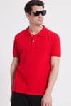 Erkek Slim Fit Dar Kesim %100 Pamuk Kırmızı Polo Yaka Tişört