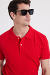 Erkek Slim Fit Dar Kesim %100 Pamuk Kırmızı Polo Yaka Tişört