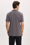 Erkek Slim Fit Dar Kesim %100 Pamuk Kısa Kollu Polo Yaka Antrasit Tişört