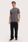 Erkek Slim Fit Dar Kesim %100 Pamuk Kısa Kollu Polo Yaka Antrasit Tişört