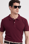 Erkek Slim Fit Dar Kesim %100 Pamuk Bordo Polo Yaka Tişört