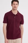 Erkek Slim Fit Dar Kesim %100 Pamuk Bordo Polo Yaka Tişört