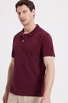 Erkek Slim Fit Dar Kesim %100 Pamuk Bordo Polo Yaka Tişört