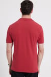 Erkek Slim Fit Dar Kesim %100 Pamuk Kırmızı Polo Yaka Tişört
