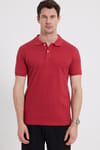 Erkek Slim Fit Dar Kesim %100 Pamuk Kırmızı Polo Yaka Tişört