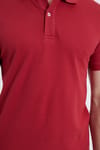 Erkek Slim Fit Dar Kesim %100 Pamuk Kırmızı Polo Yaka Tişört