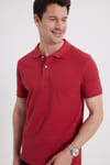 Erkek Slim Fit Dar Kesim %100 Pamuk Kırmızı Polo Yaka Tişört