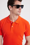 Erkek Slim Fit Dar Kesim %100 Pamuk Turuncu Polo Yaka Tişört